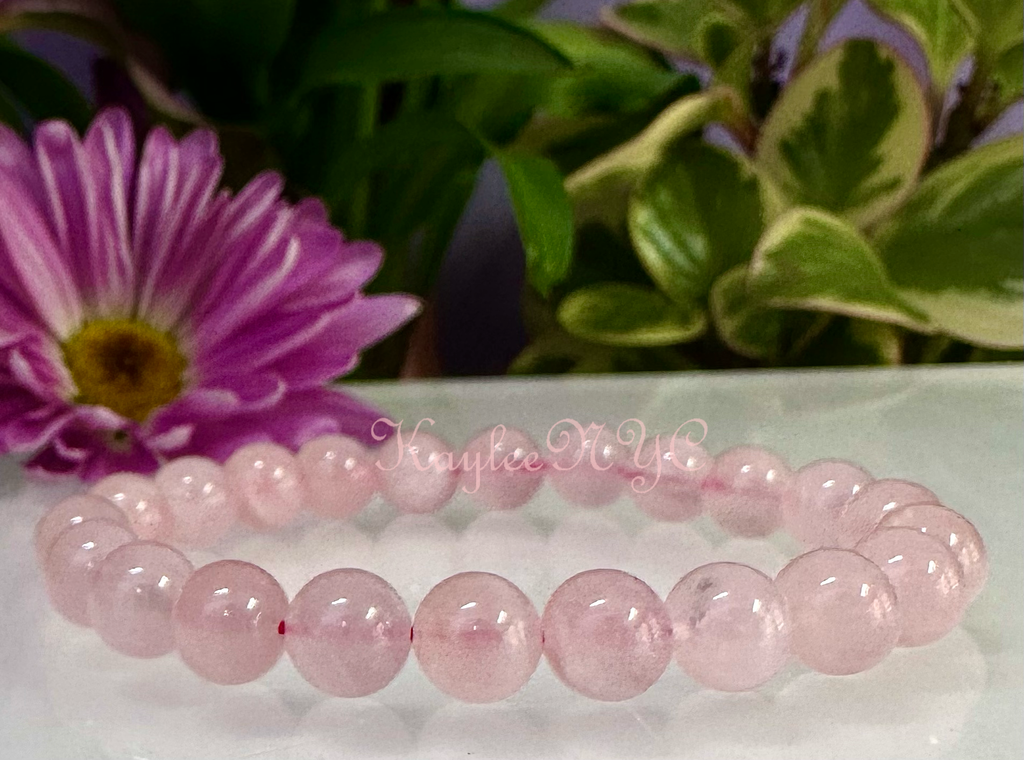 Natural Rose Quartz 8mm Crystals Healing Stretch Bracelet