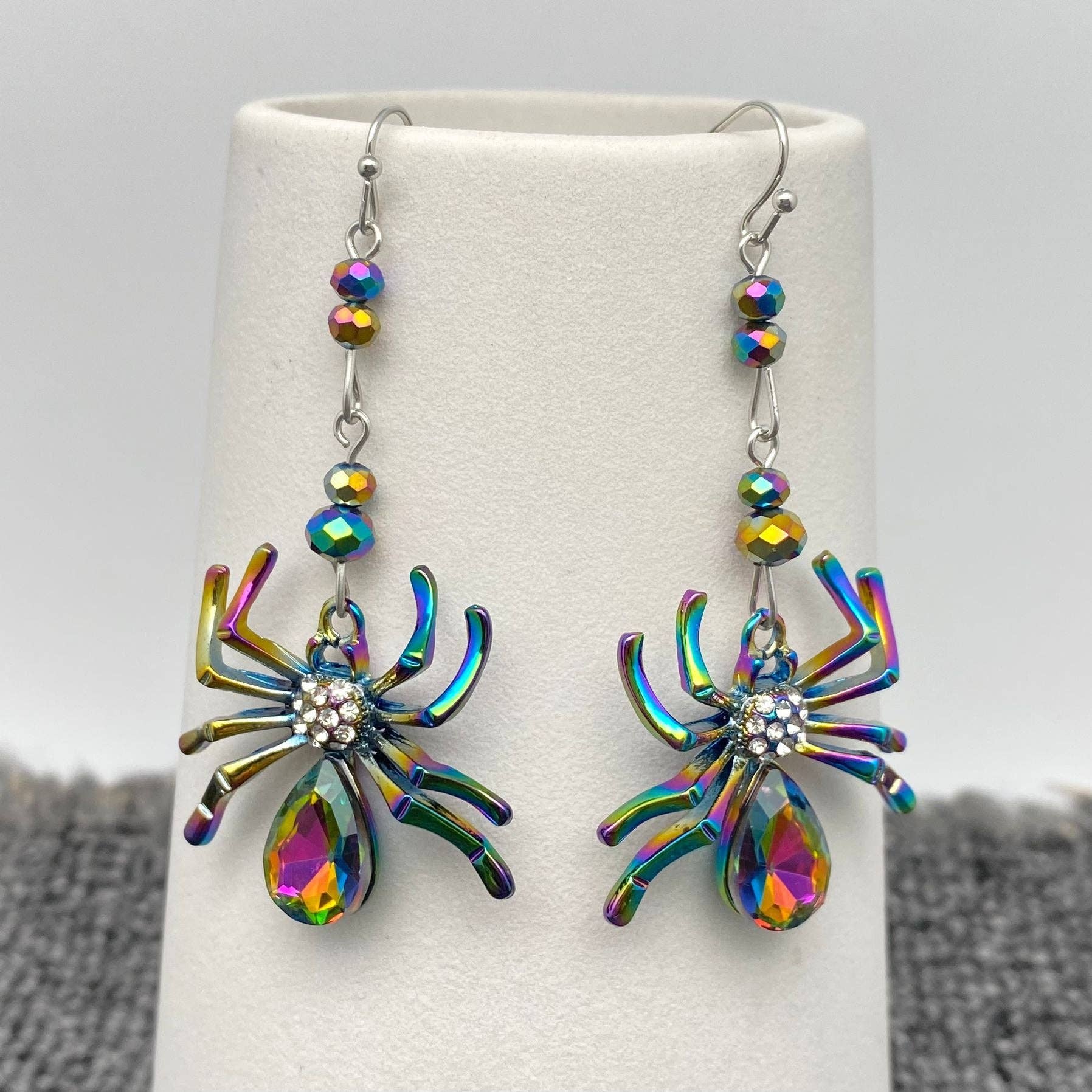 Halloween Metal Spider Dangle Earrings
