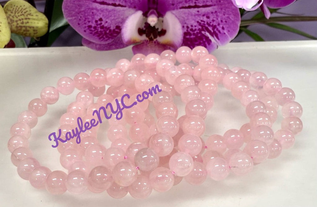 Natural Rose Quartz 8mm Crystals Healing Stretch Bracelet