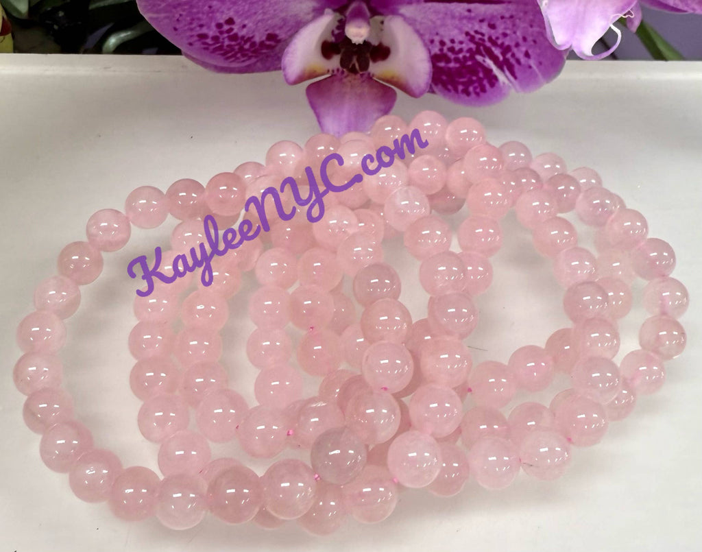 Natural Rose Quartz 8mm Crystals Healing Stretch Bracelet