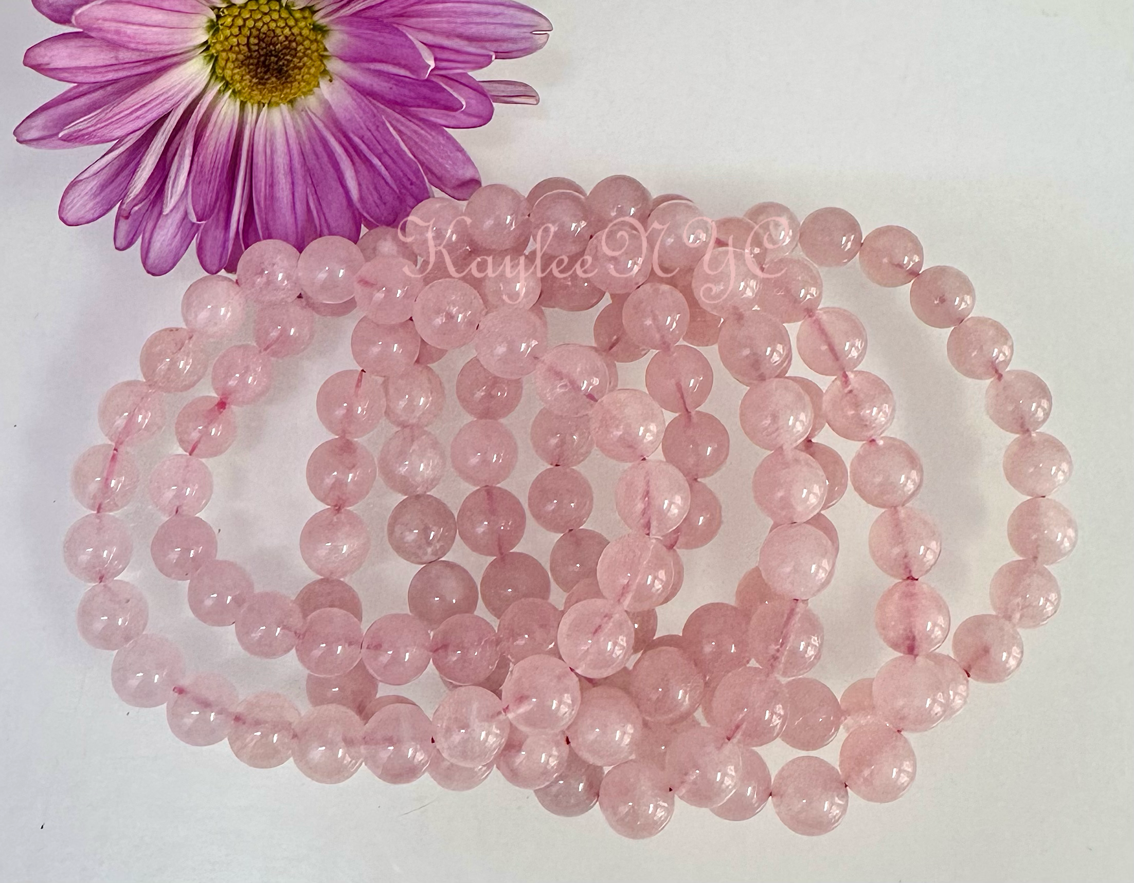 Natural Rose Quartz 8mm Crystals Healing Stretch Bracelet