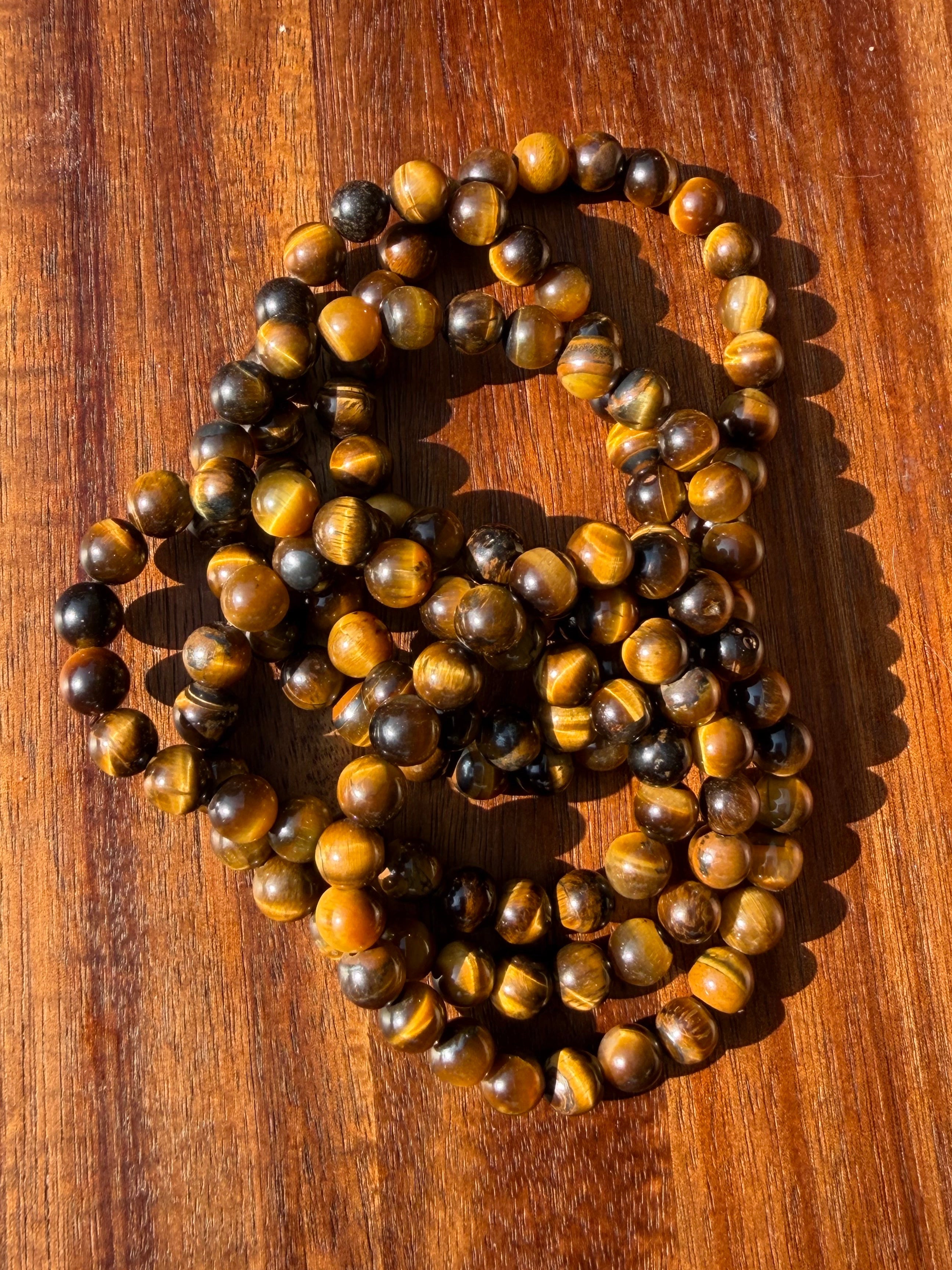 Natural Tiger Eye 8mm 7.5” Crystal Healing Stretch Bracelet