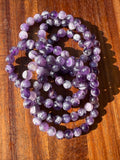 Natural Chevron Amethyst 8mm Crystal Stretch Bracelet 7.5"