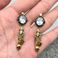 The Skull In Hand Vintage Gothic Charm CZ Post Earrings - GT