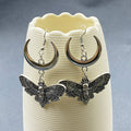 Gothic Style Moth & Moon Dangle Earrings - GT