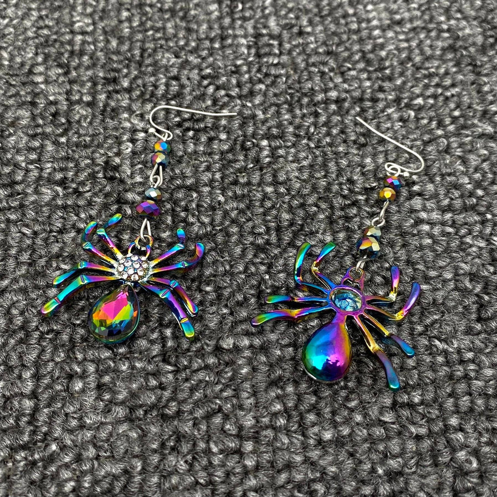 Halloween Metal Spider Dangle Earrings