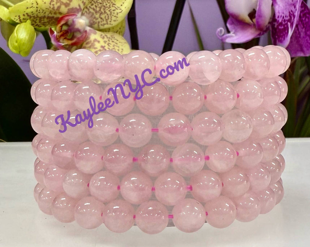 Natural Rose Quartz 8mm Crystals Healing Stretch Bracelet