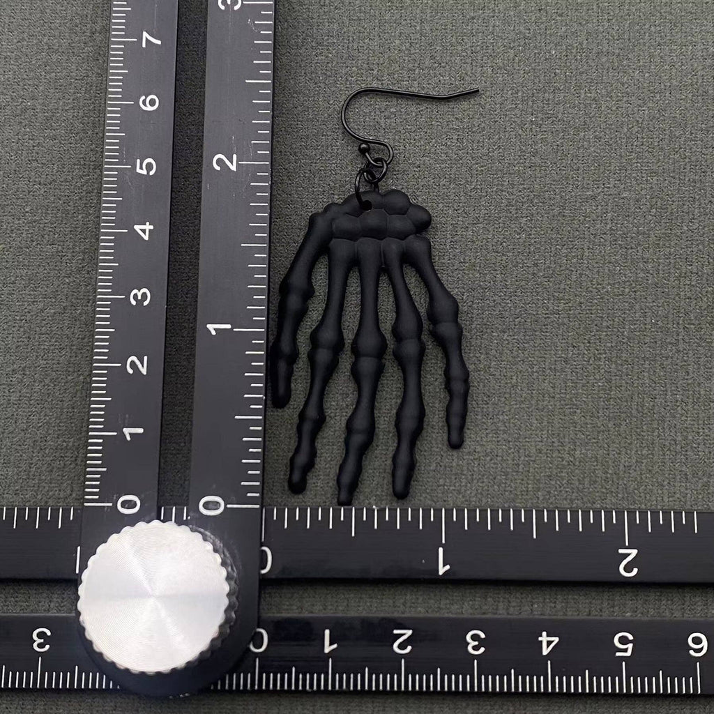 Halloween Black Skull Hand Dangle Earrings