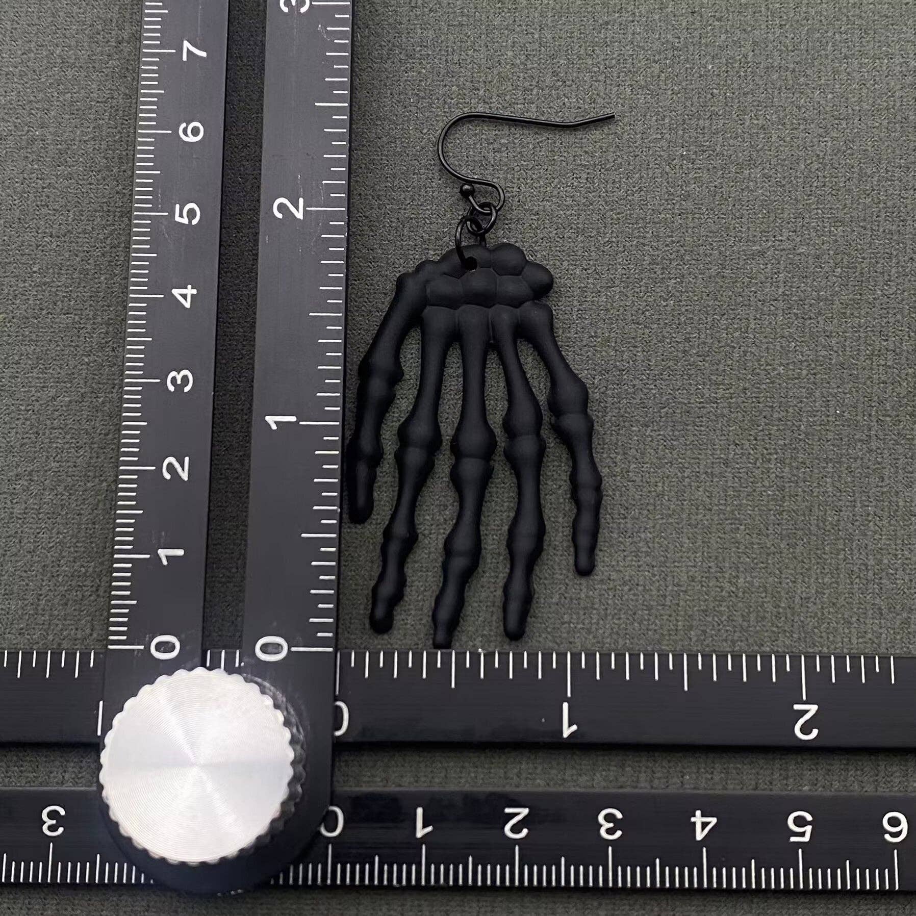 Halloween Black Skull Hand Dangle Earrings