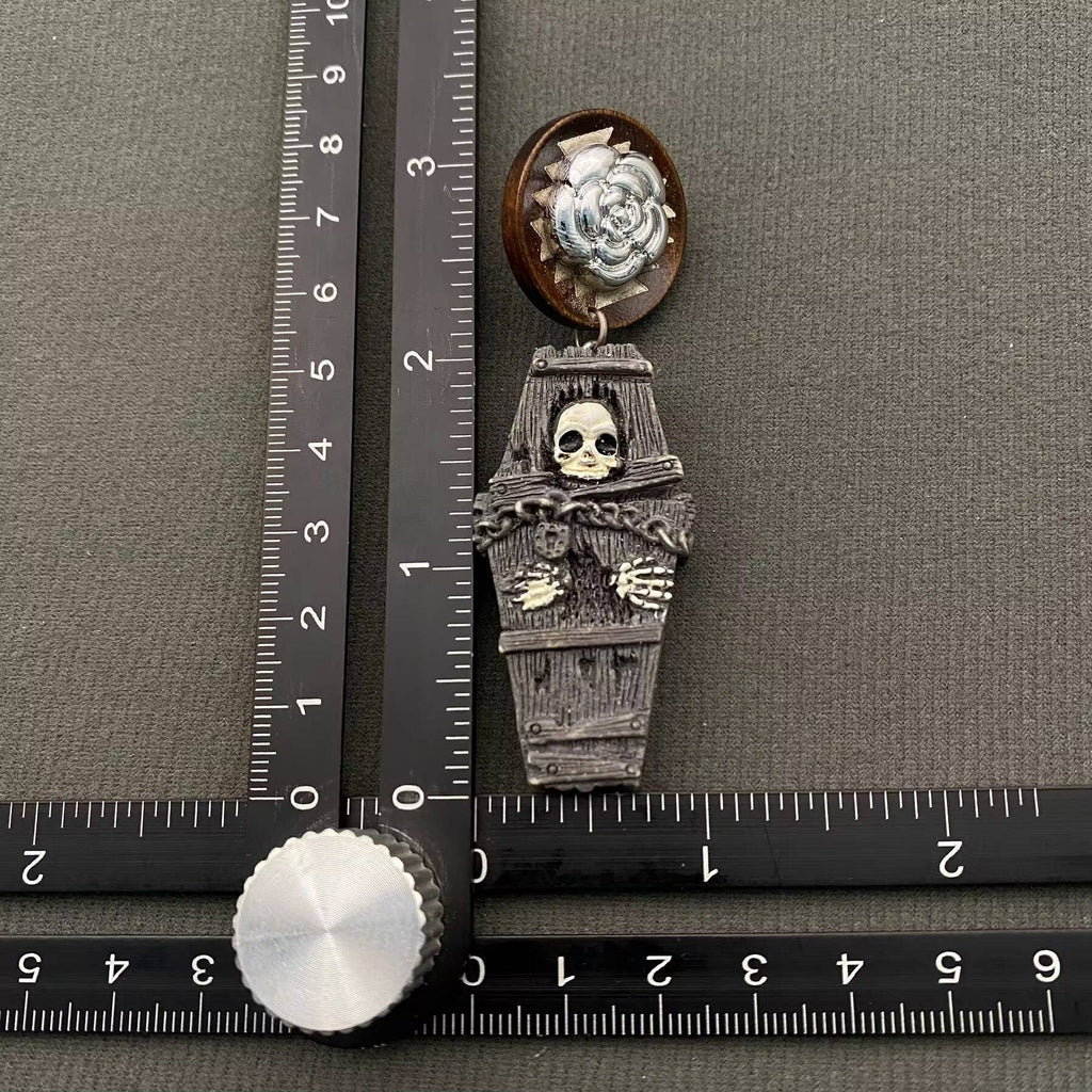 Halloween Jewelry Resin Skull Coffin Earrings - GT