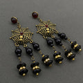 Vintage Glaze Fringe Spider Web Post Earrings - GT